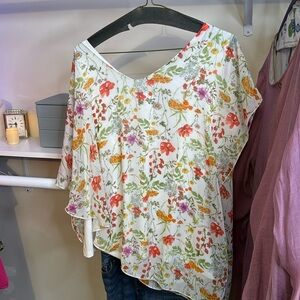 Yeah, 23 inches pit to pit with flex very stretchy beautiful spring flowing